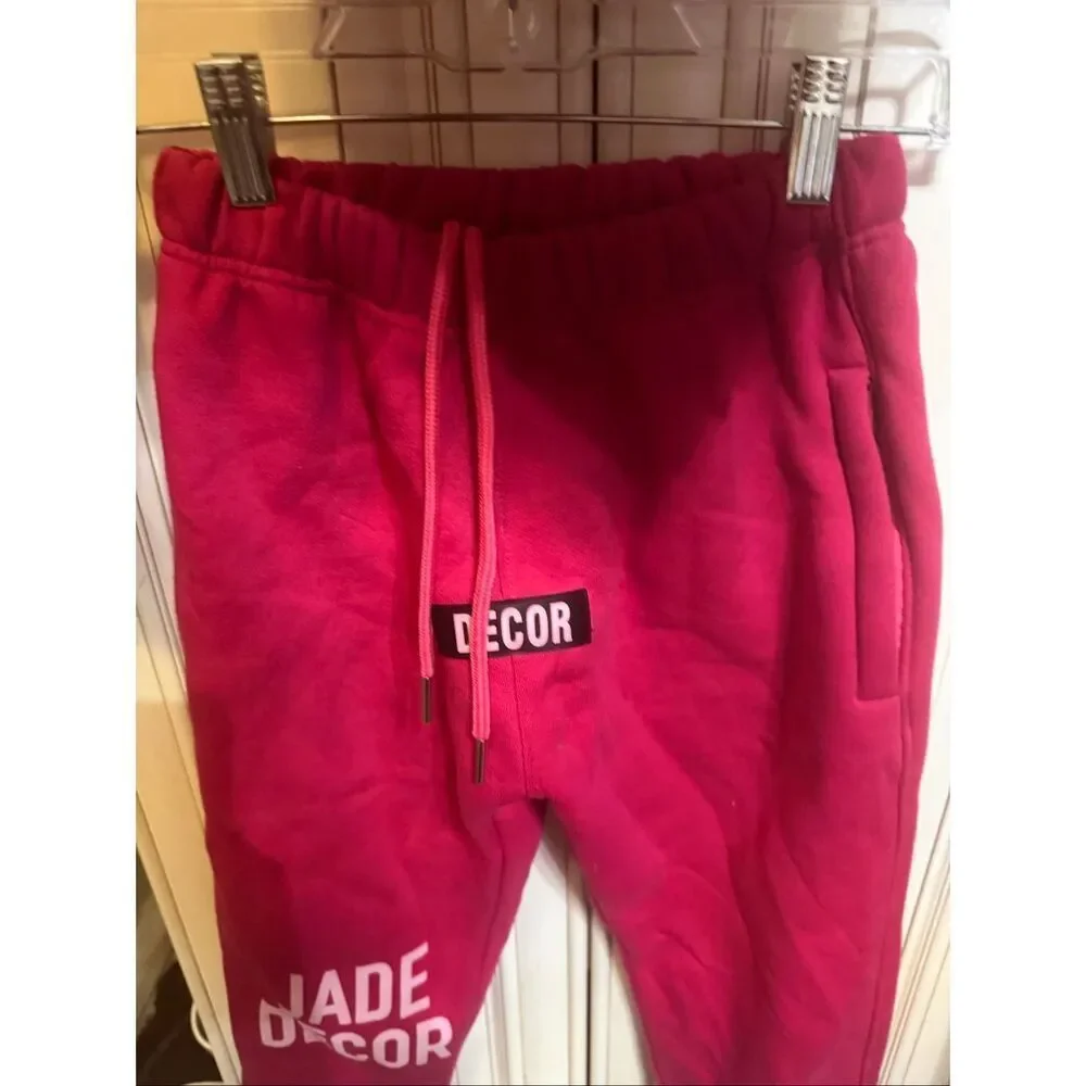 Jade Decor Girl's Casual 2 Piece Hoodie & Jogger Sweatsuit Set Pink Size 10